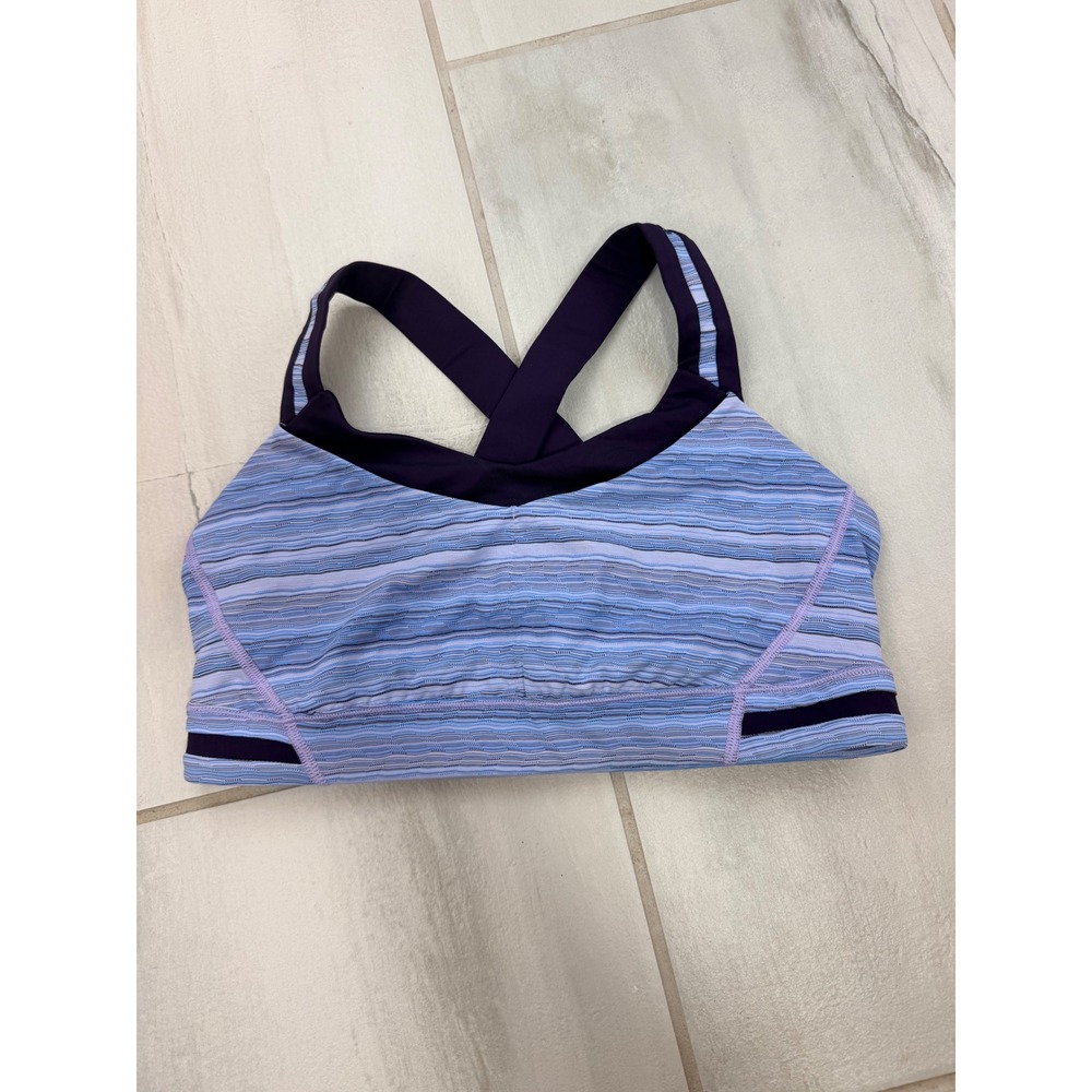 Lululemon Purple Blue Space Dye Criss Cross Sports Bra Size 10